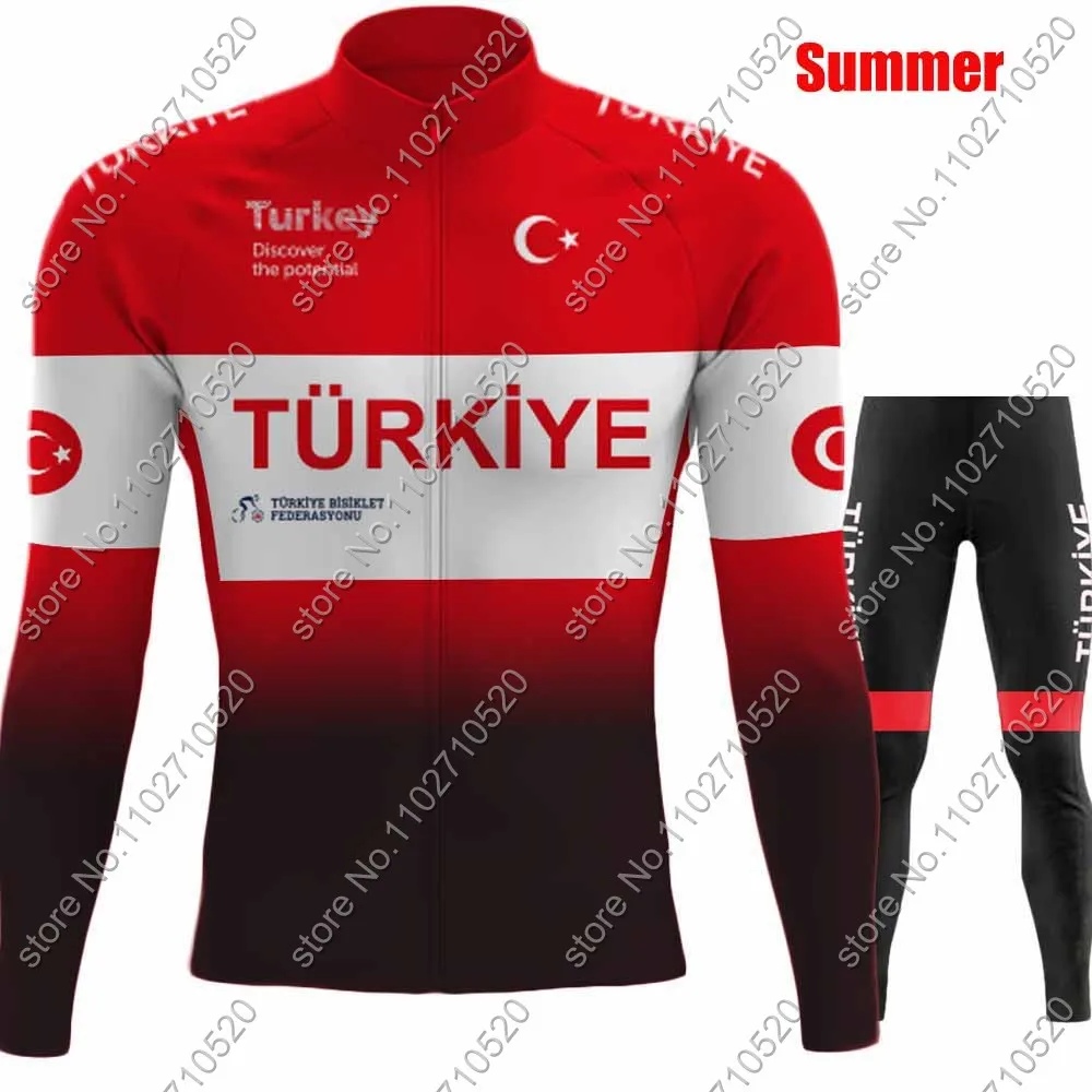 Джерси для велоспорта сборной Турции 2024 красная летняя одежда с длинным рукавом