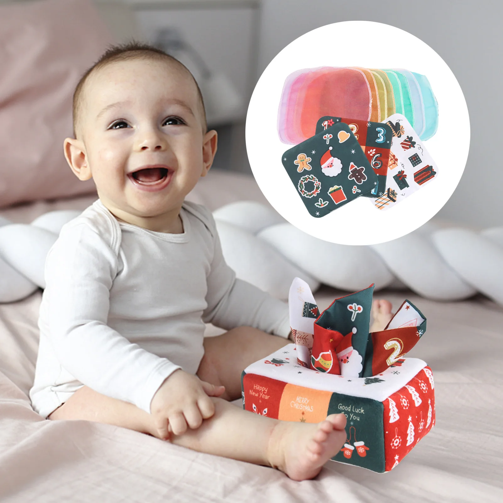 

Baby Tissue Box Toy Soft Sensory For Preschool Learning Toys STEM Infant For 1 Year Boys Girls Montessori Toys Newborn Gifts