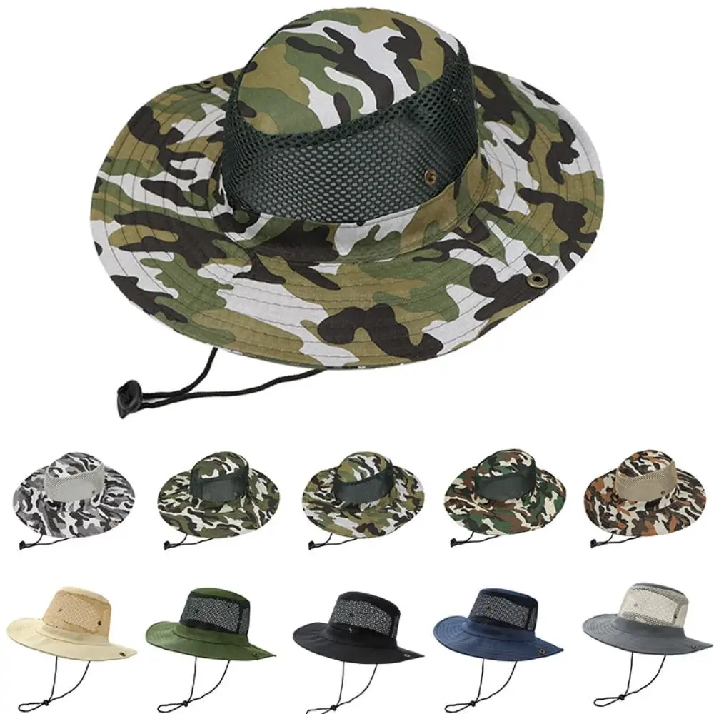 

Camouflage Bucket Hat Tactical Army Bucket Hats Military Panama Summer Cap Breathable Mesh Men Hunting Hiking Outdoor Camo Caps