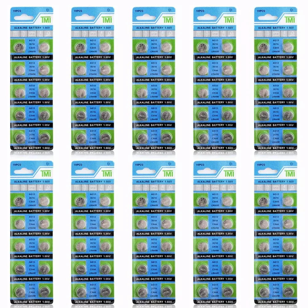 

NEW YCDC 100Pcs AG13 LR44 Battery For Remote Control Watches Toy Cell Button Batteries Alkaline L1154 357 G13A SR44W SR1154 Hot