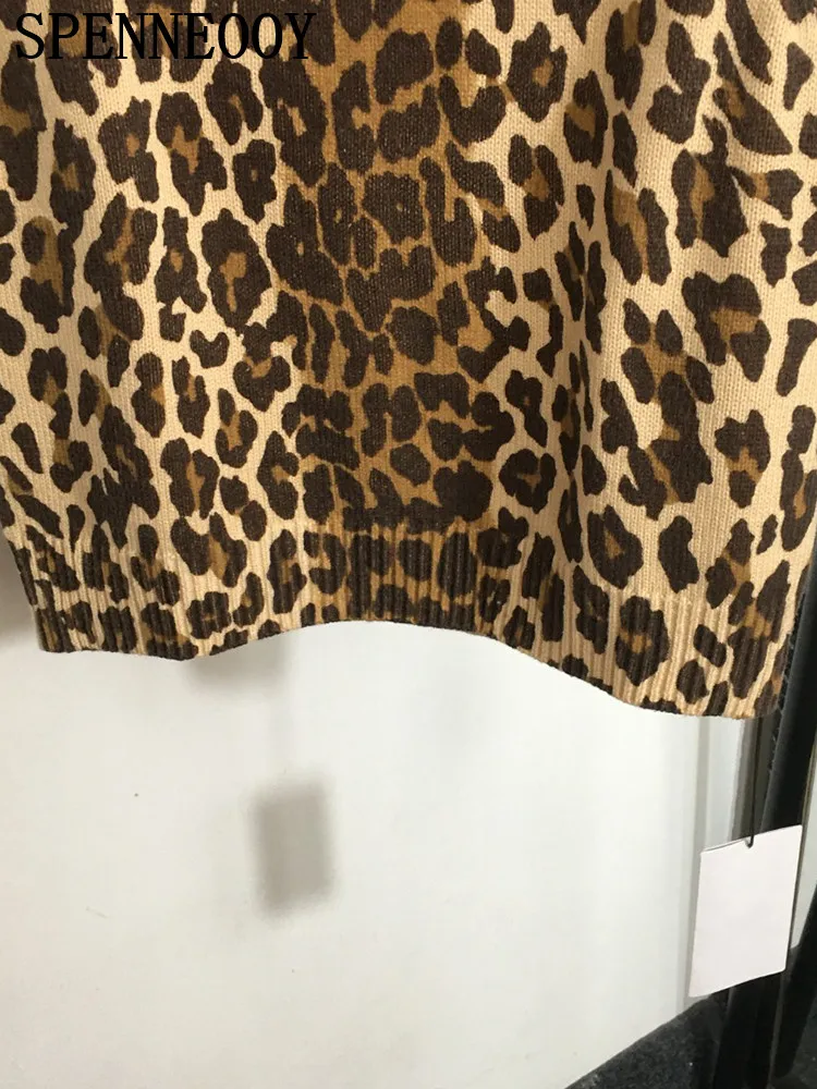 SPENNEOOY модные подиумные весенне-летние винтажные леопардовые вязаные пуловеры