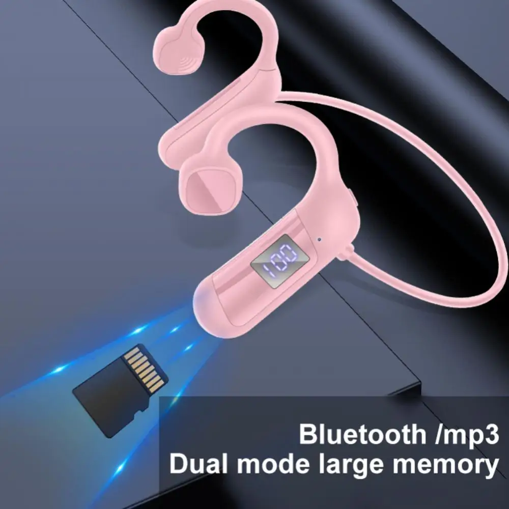 

Bone Conduction Bluetooth Headset Support Tf Card Not In-ear Music Earphone Digital Power Display Waterproof Tws Earbuds