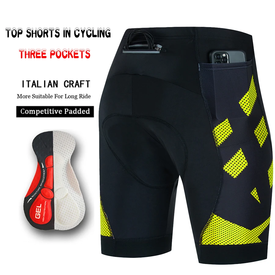 

3 Pockets Man Cycling Pants Short Men's Bib Gel Shorts Equipment Lycra Mtb Summer Culotte Maillot Bibs Road Bike Sports Mountain