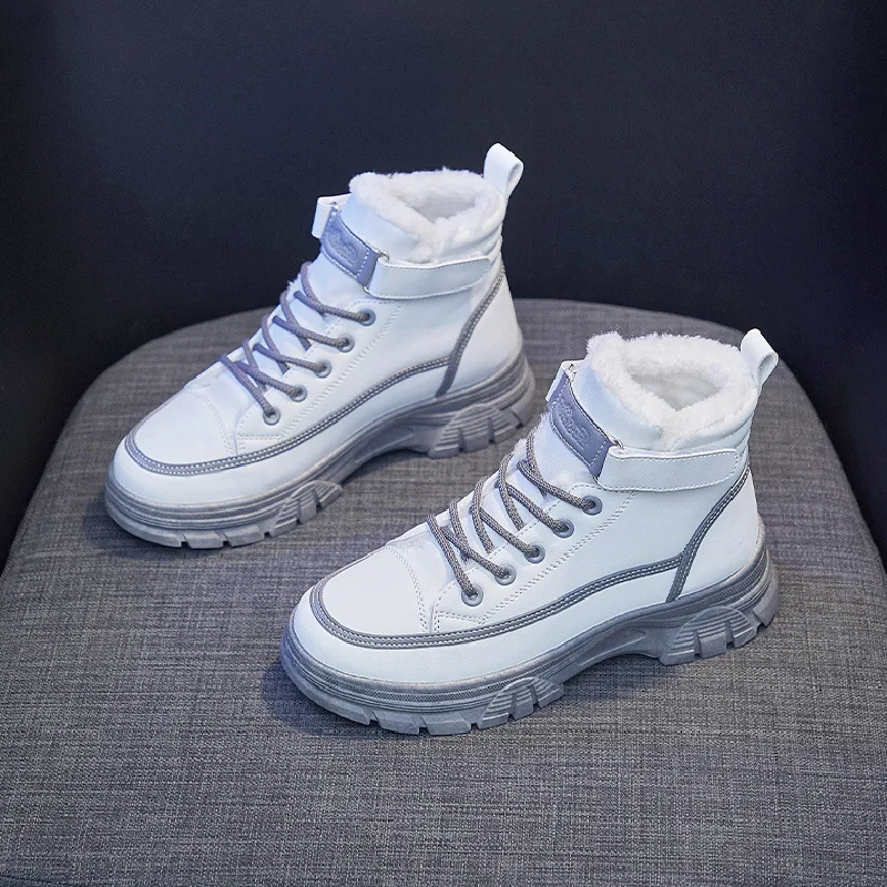 

Snow Boots Women 2022 New Winter Thicken Warm Plush Women's Shoes Fashion Lace Up Flat Casual Ankle Boots Ladies Martin Boots