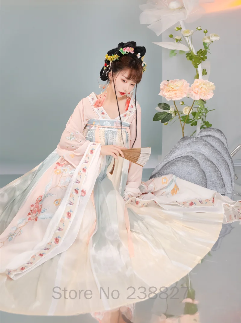 

Китайское традиционное платье Hanfu XinHuaEase с большим рукавом, оригинальные платья Ru, женский костюм, юбка с вышивкой в стиле Хань