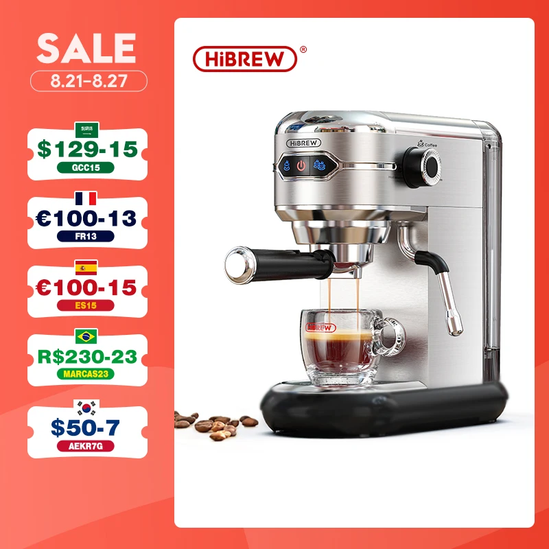 HiBREW Coffee Maker Cafetera 19 Bar Inox Semi Automatic Supe