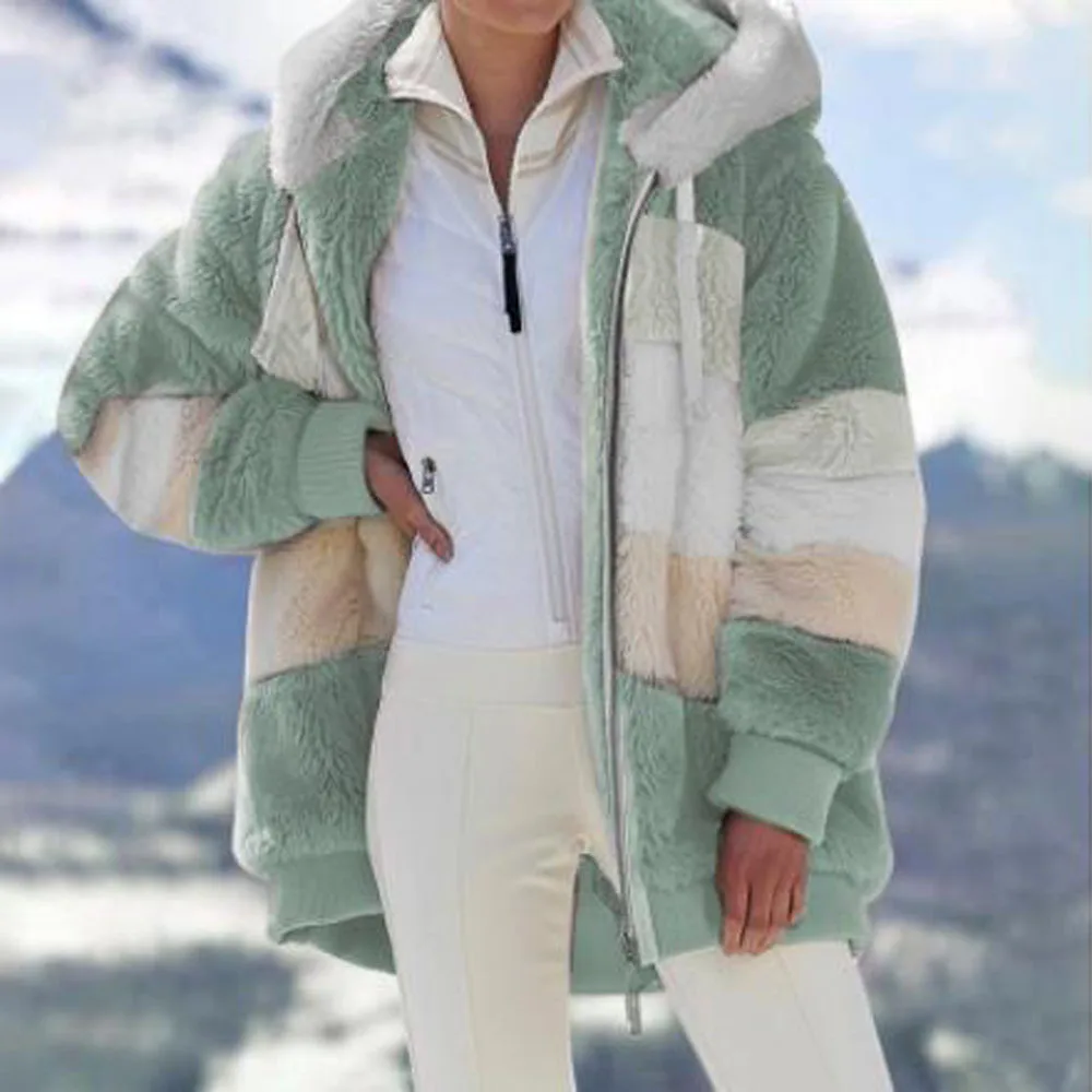 

2023 New Autumn/Winter Loose Plush Multi Color Hooded Coat for Women