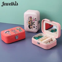 portable pu leather travel jewelry storage box earrings ring necklace velvet small jewellery casket jewelry case organizer