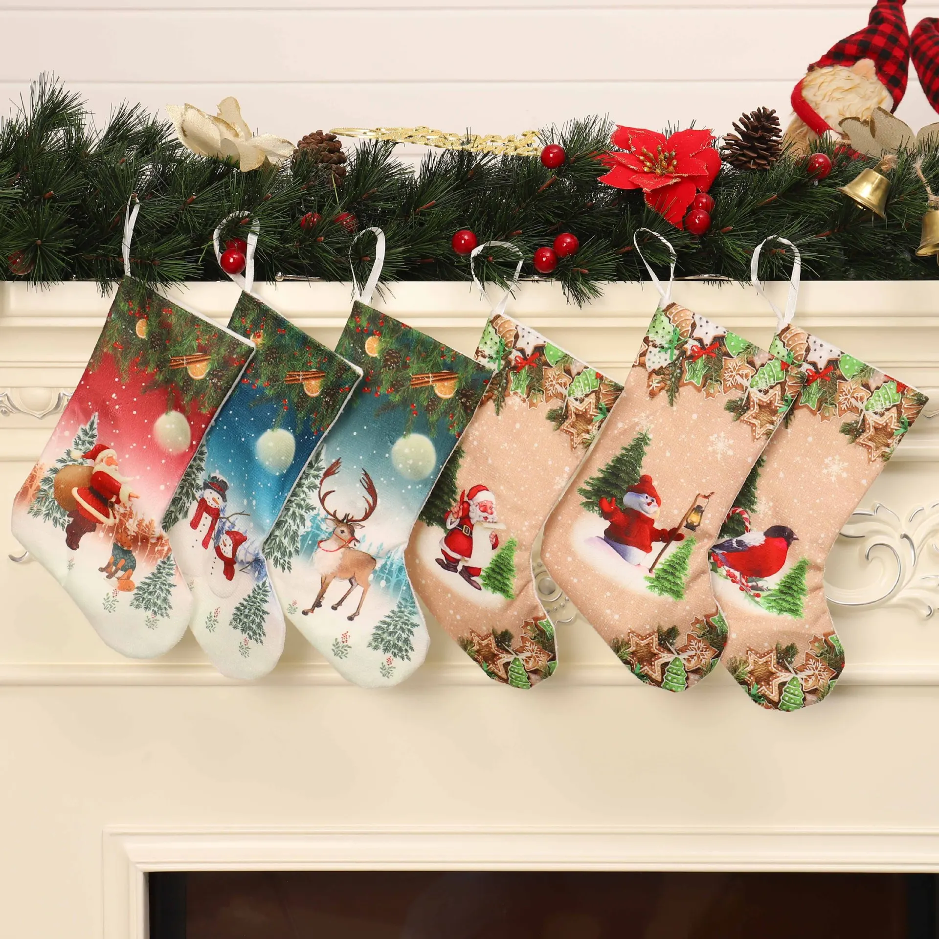 

Новогодние и рождественские чулки 2023, реальный подарок, мешок для конфет, рождественские украшения для дома, 12 дюймов, носки, украшение для рождественской елки
