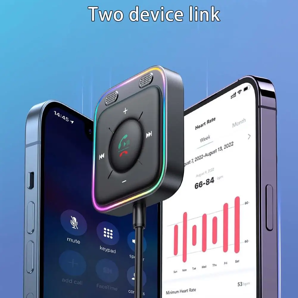 Автомобильный адаптер Bluetooth 5 3 Улучшенный двойной микрофон Enc шумоподавление Aux