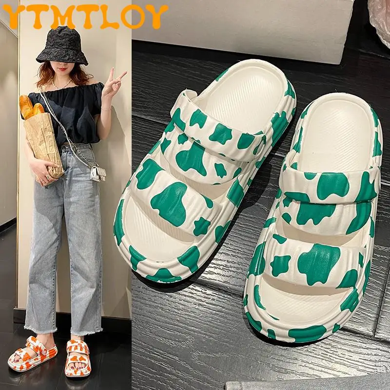 

Folding 2022 Amoi Design Platform Sandals Beach Eva Flip-flops Soft Sole Sandals Ladies Outer Wear Super Hot Net Red Two Wear