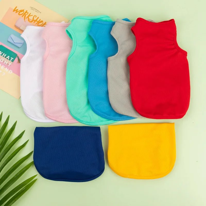 

XS-2XL Thin Dog Clothes Solid Color Blank Bottoming Puppy Shirt Soft Leisure Cat Sleeveless Vest T-shirt For Small Medium Dogs