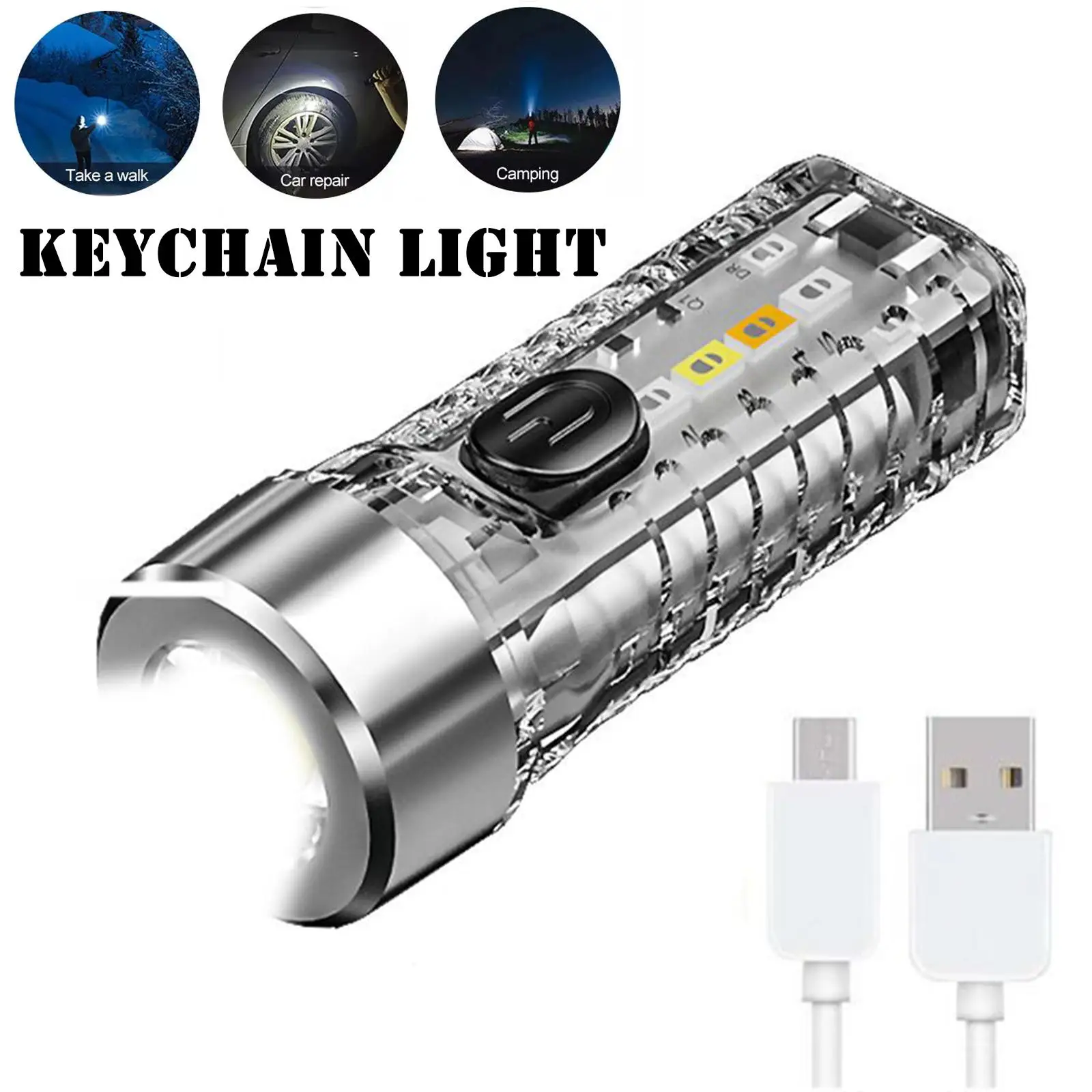 

Mini Keychain Flashlight LED Multi-Function Waterproof Emergency Lantern Portable Magnetic Outdoor Camping Self Defense Torch