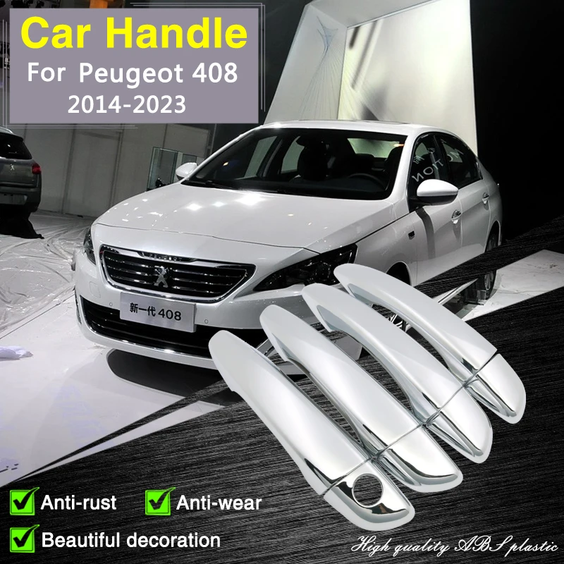 

for Peugeot 408 T9 2014 2015 2016 2017 2018 2019 2020 2021 2022 2023 Chrome Door Handle Cover Car Accessories Stickers Rustproof