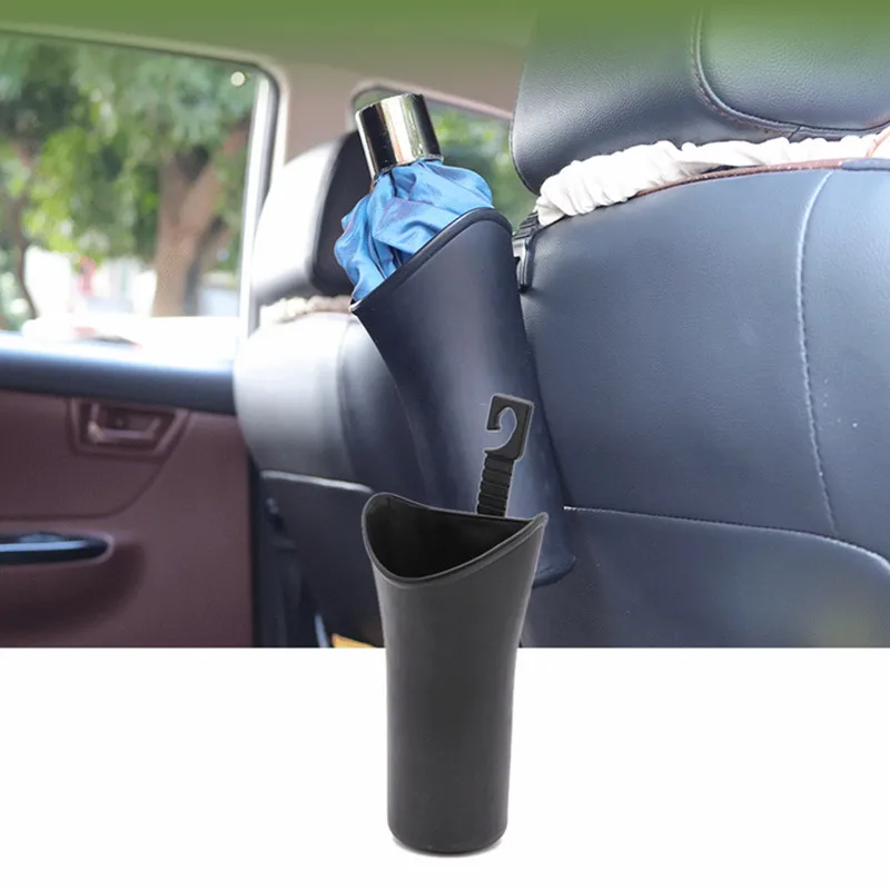 

Multifunctional Car Umbrella Storage Bucket Black Plastic Holder Barrel with Hook for Gathering Bottle Shelves Car Trash Can