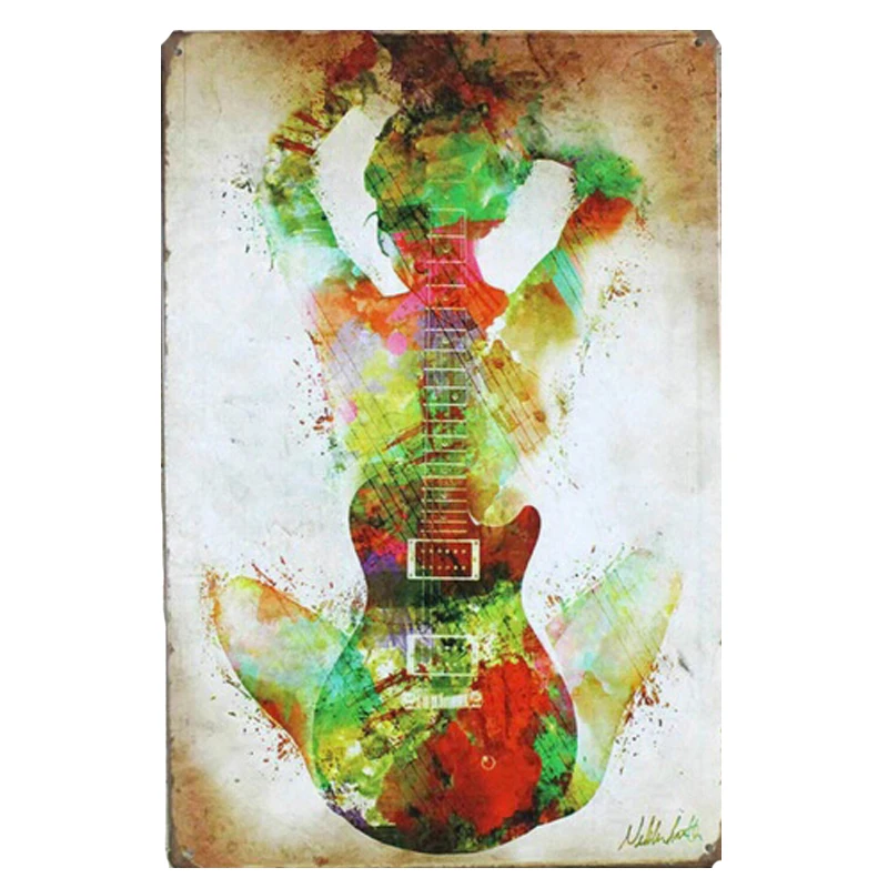 

Retro Guitar Poster Metal Signs Vintage Home Tin Bar Wall Decor Girl Sign 20x30CM