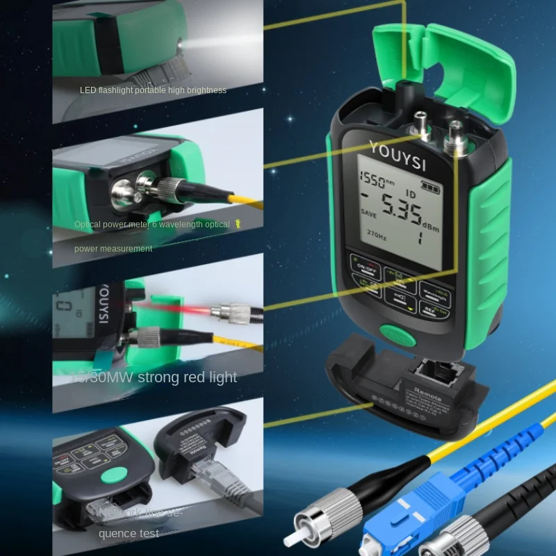 30MW VFL Industrial Optical Power Meter Red Light All-in-one Machine Red Fiber Optic Pen Mini Rechargeable Light Decay Tester