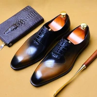 oxford shoes men shoes pu personalized color matching business casual party daily square toe lace up classic dress shoes cp303