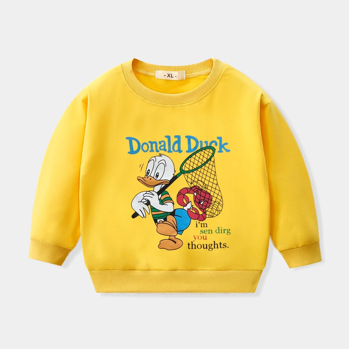 Модный детский весенне-осенний свитшот с принтом Дональд Дак и диснеевским