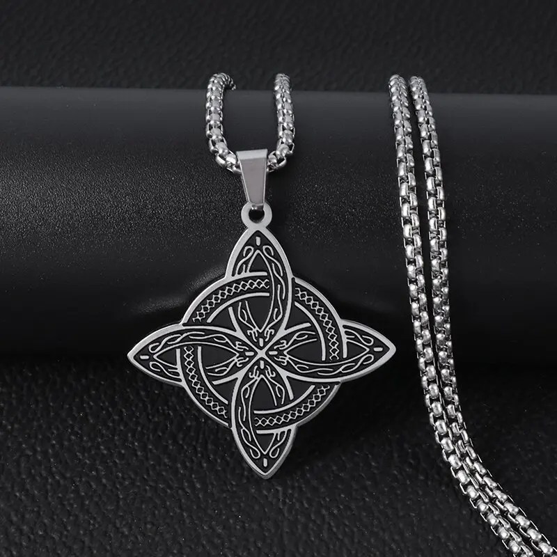 

Vintage Celtic Witch Knot Pendant Women/men Stainless Steel Religious Amulet Necklace Fashion Jewelry Nudo De Bruja Necklace