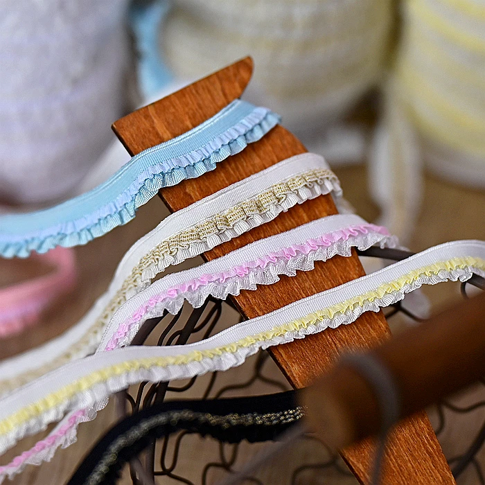 Эластичный кружевной трим 12 мм полиэстер/нейлон 5 ярдов