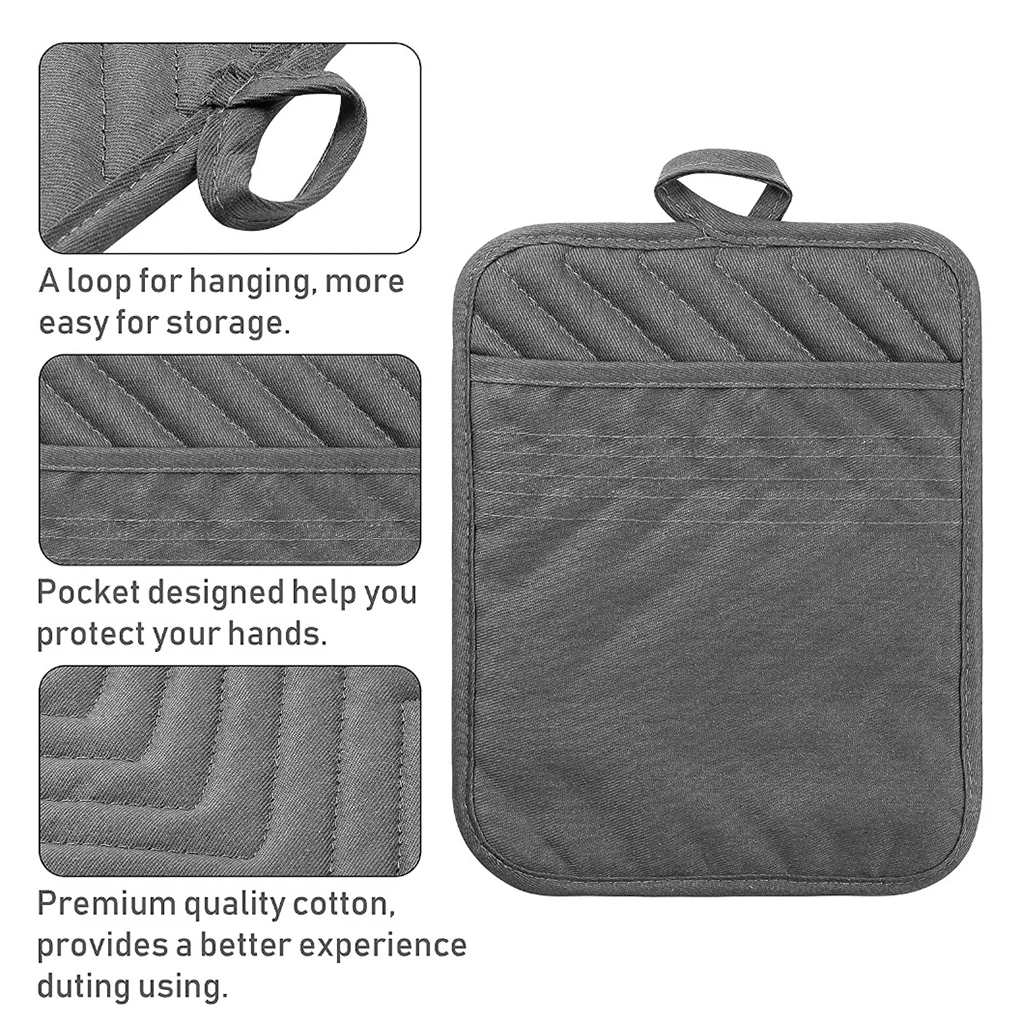 

5pcs Oven Gloves Cotton Heat-resistant Square Gloves Anti-scalded Thicken Kitchen Cooking Pot Mats Kitchen Tools