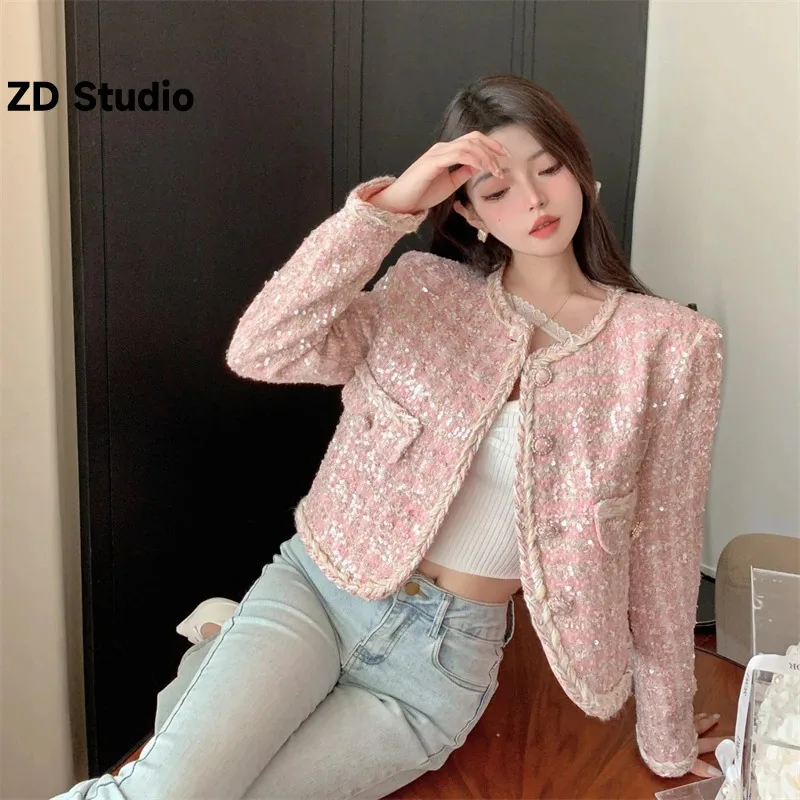 

[ZD Studio] изысканное красивое уникальное пальто с маленьким ароматом во французском стиле, Женская Весенняя верхняя одежда