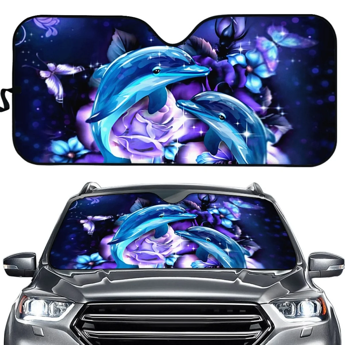 

Cute Dolphin Design Car Front Windshield Sunshade Universal Auto Accessories Wind Shield Covers Reflector Anti UV Sun Shades
