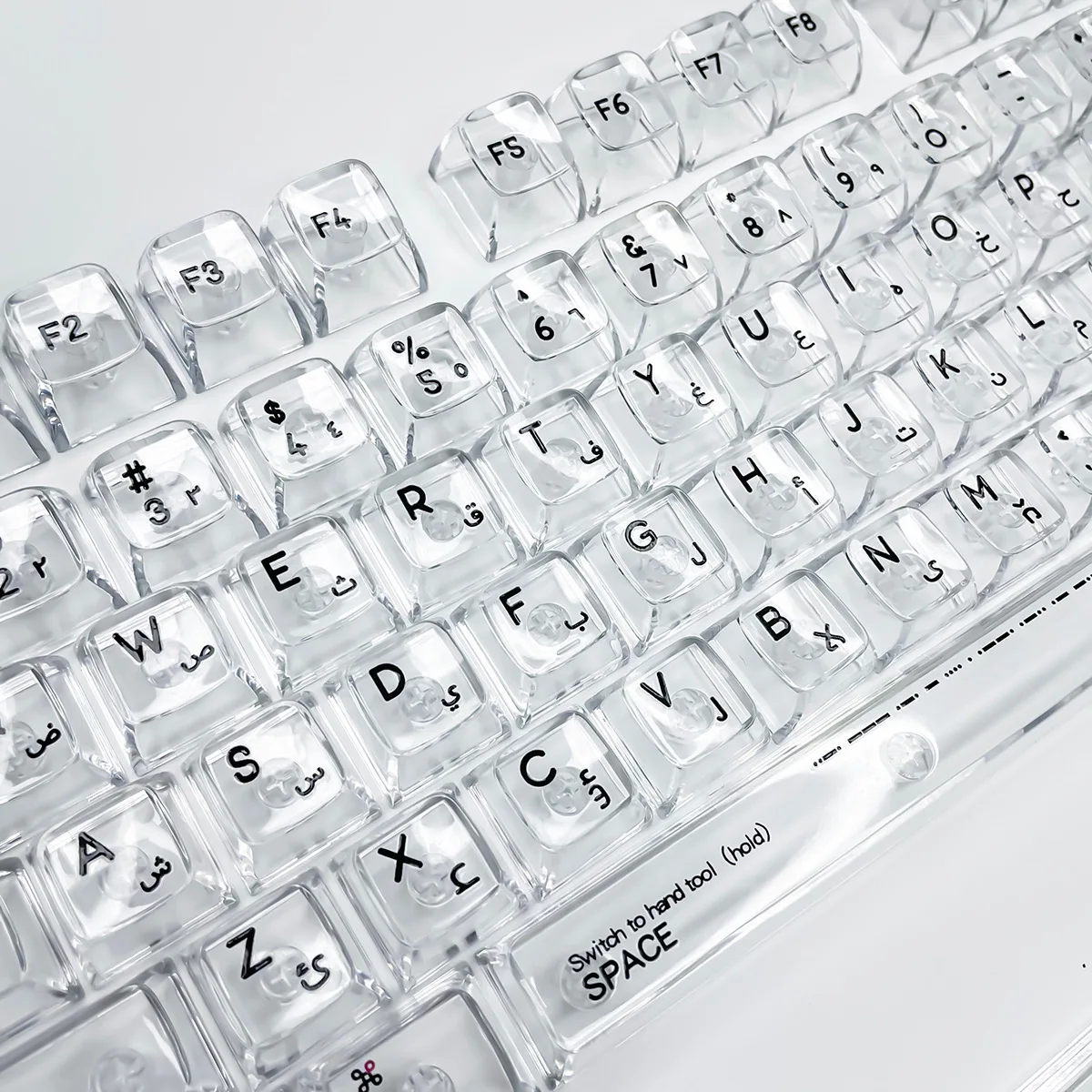 Arabic text layout keycaps Full transparent CBSA Height PC material Mechanical keyboard