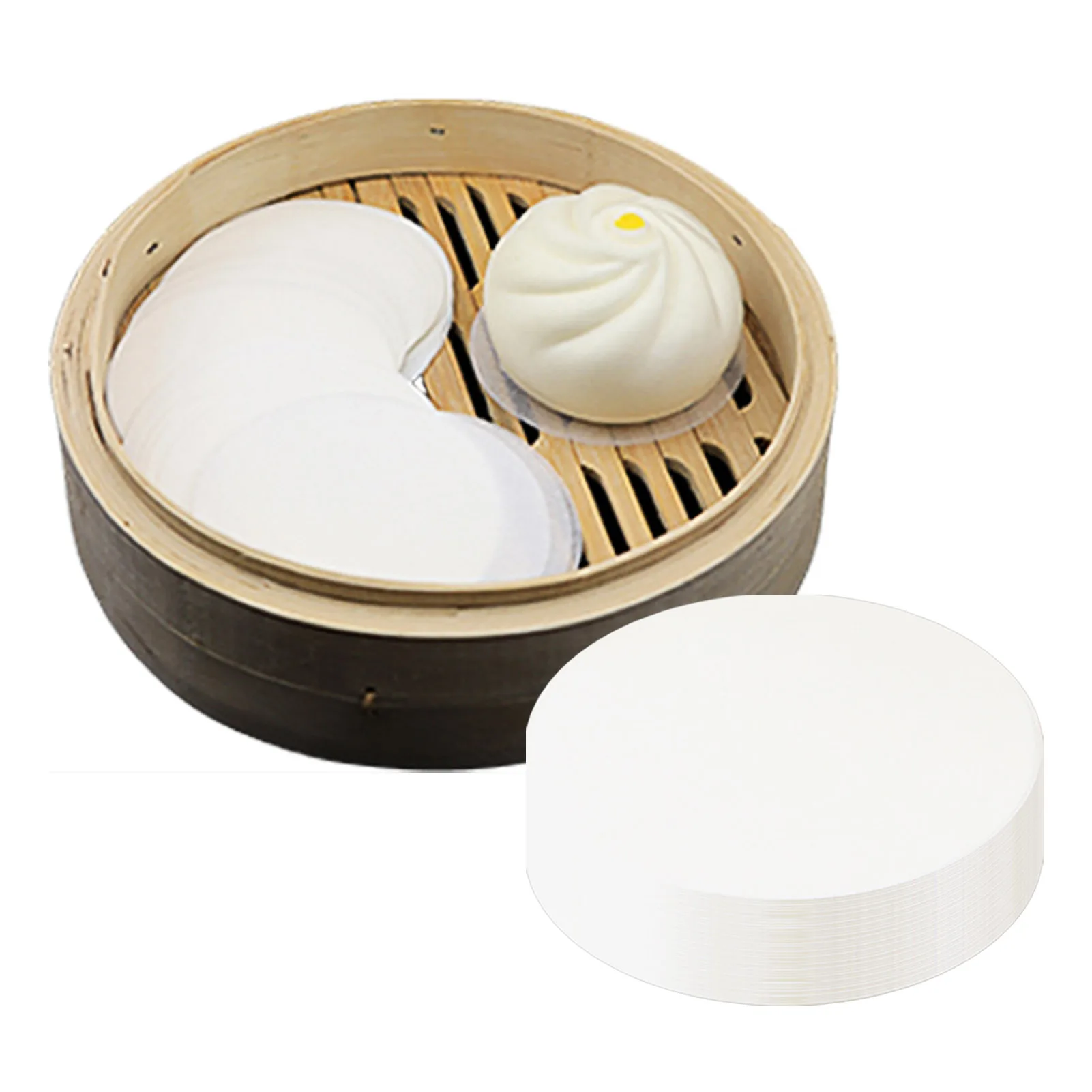 

1500Pcs Air Fryer Steamer Liners Premium Perforated Wood Pulp Papers Non-Stick Steaming Basket Mat Baking Utensils For Kitchen