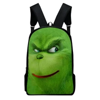 12inches grinch cartoon anime backpack green hair monster oxford cloth backpack for boy girl waterproof laptop bag birthday gift
