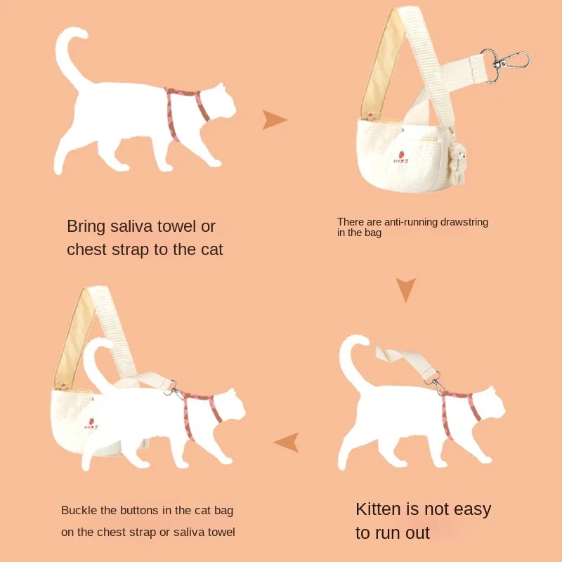 Cat Bag Outing Carry Bag Cat Bag Dog Backpack Single Shoulder Canvas Dog Bag Crossbody Bag Teddy Cat Pet Supplies