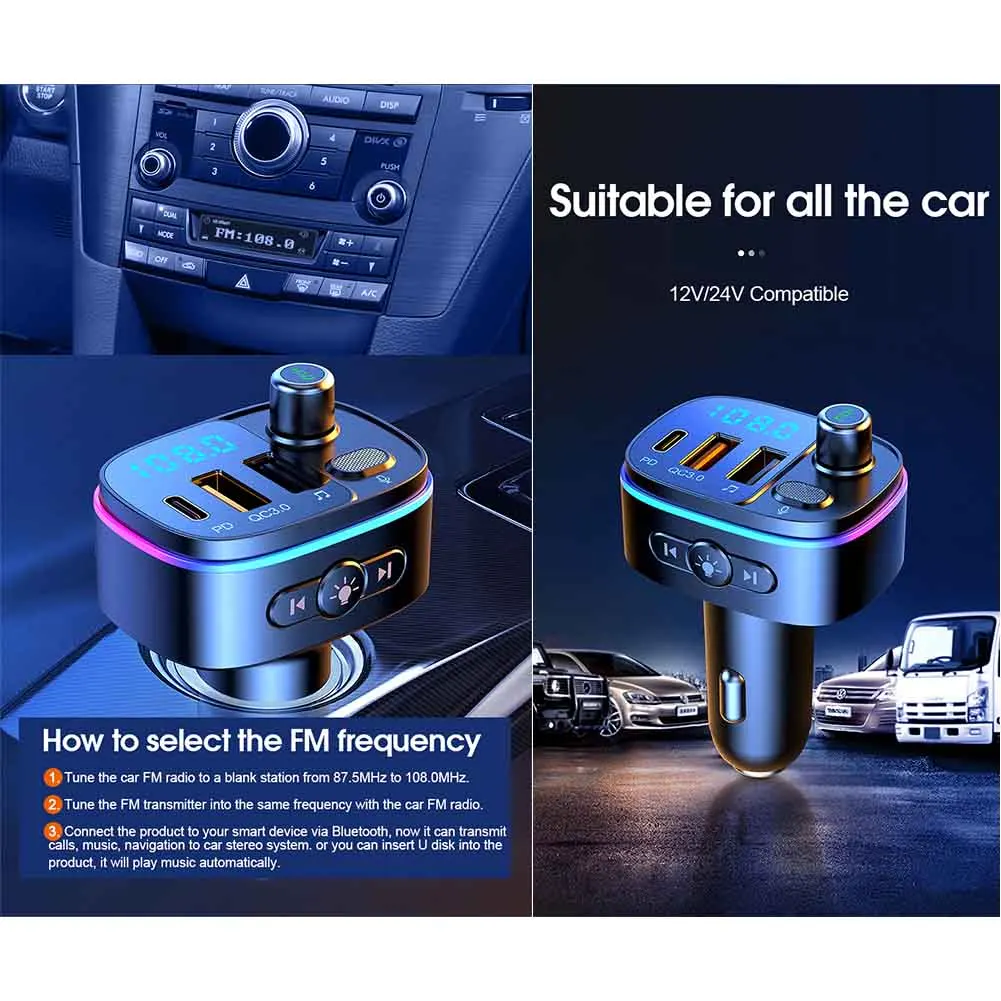 

Car Charger MP3 Bluetooth Car FM Noise Processing Transmitter Receiver