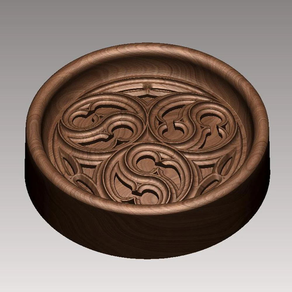 

3D Model STL File Round Tray Serving Plate CNC Plans for CNC Router Engraving Support ZBrush Artcam Aspire Cut3d