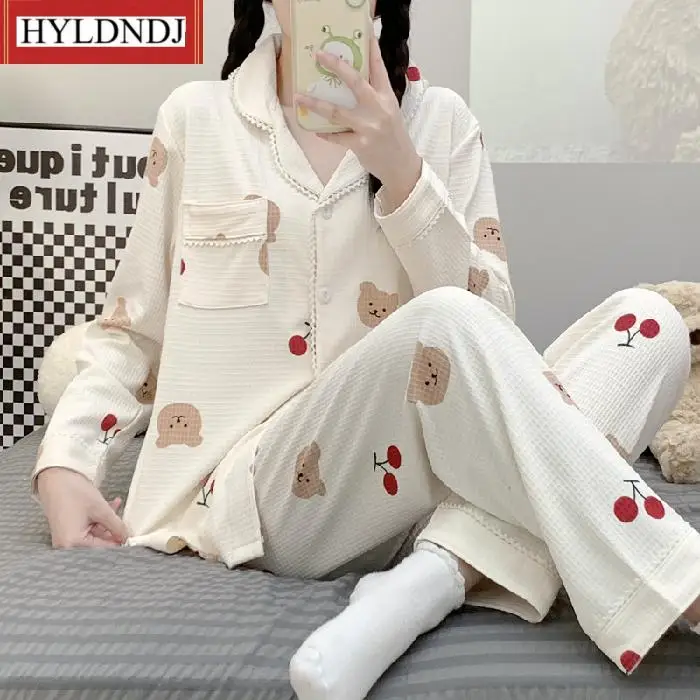 Spring and Summer New Women's Home Pajamas 100% Viscose Long-Sleeved Trousers Ladies Pajamas Set Long Pajamas