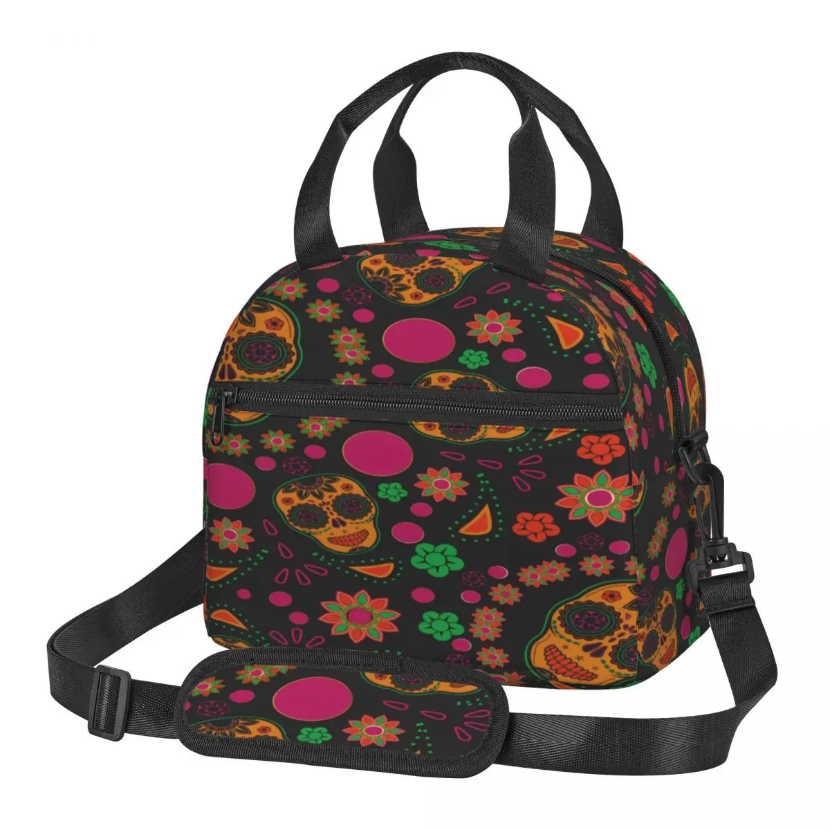 

Thermal Insulated Bag Lunch Box Sugar Skulls Lunch Bag Fridge Bag Cooler Handbag Food Bag