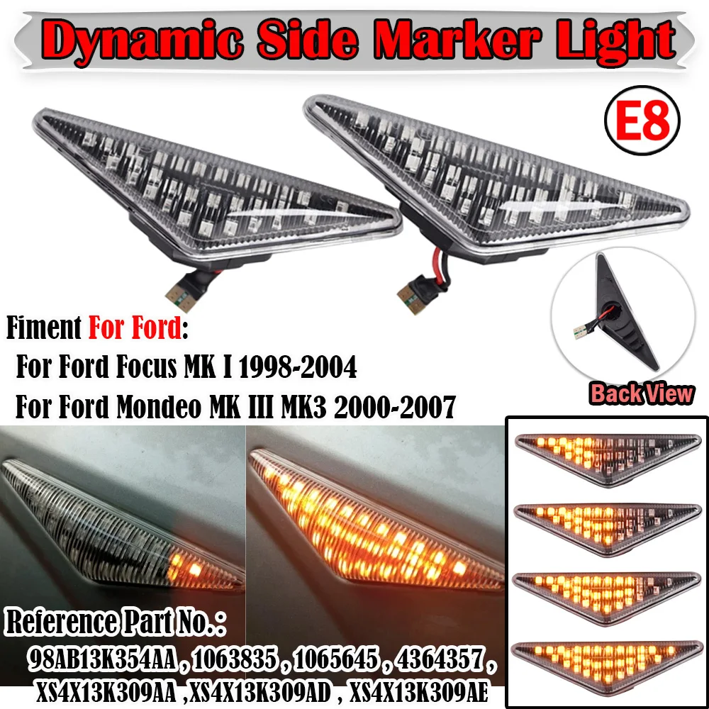 

2 шт. динамический светодиодный боковой указатель поворота, мигалка для Ford Mondeo MK III MK3 2000 2001 2002 2003 2004 2005 2006 2007
