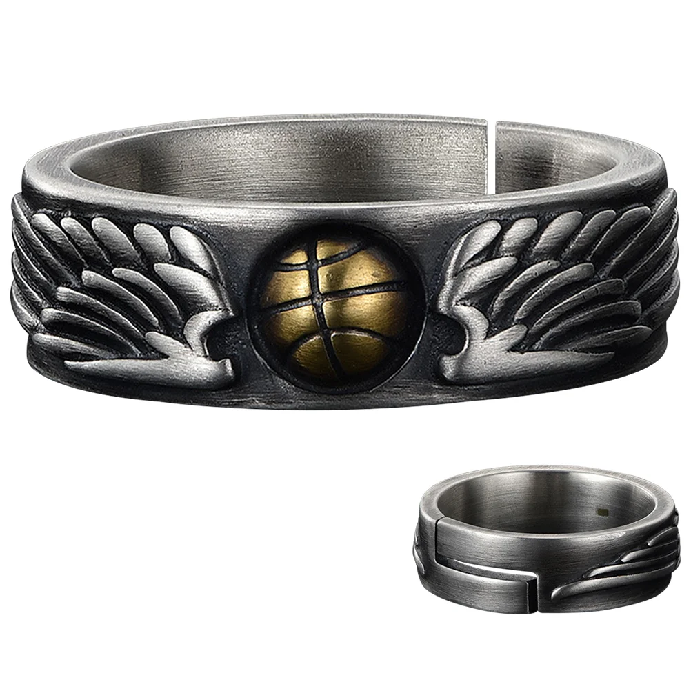 

Men's Ring Man Finger Decor Retro Decoration Adjustable Exquisite Jewelry Simple Rings Metal Basketball Charm Teen
