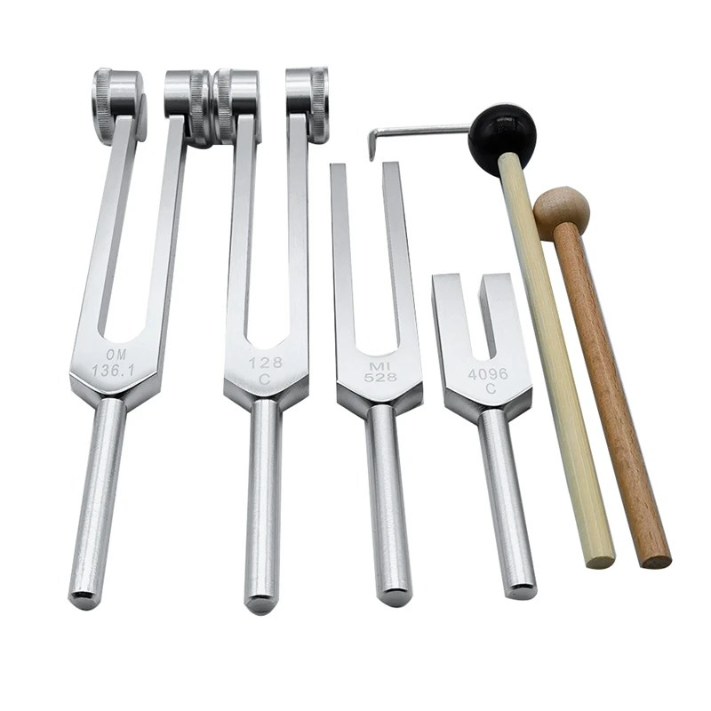 4Pcs Tuning Fork Set(128Hz OM 136.1Hz MI 528Hz 4096Hz) For Healing Chakra Sound Therapy Reliever Stress