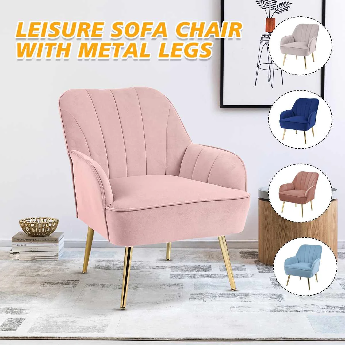 

Modern Sofa Chair Armchair Accent Single Sofa Flannel Fabric Home Furniture for Bedroom Dressing Chair Living Room Chairs Decor