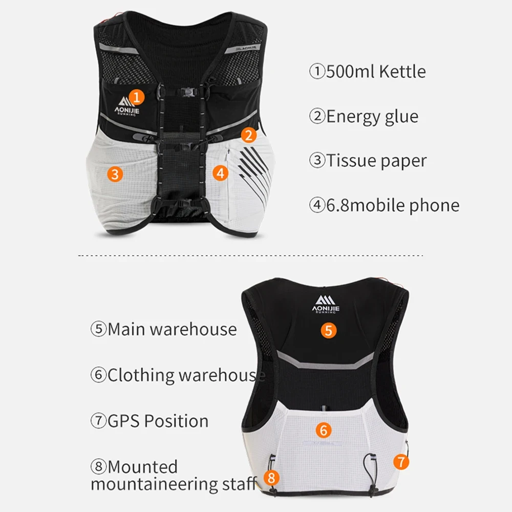 Рюкзак Aonijie 5L C9116 для бега жилет с гидратацией легкая сумка поездок по марафону
