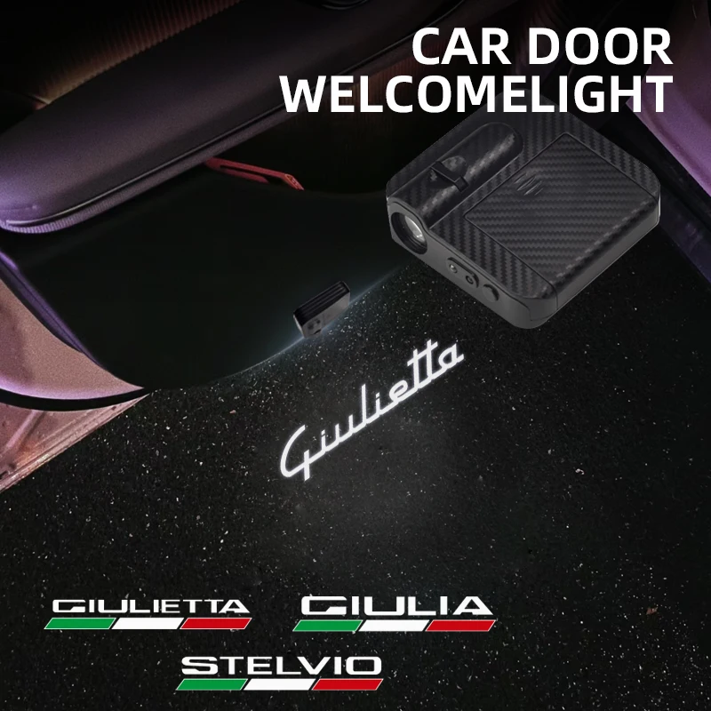 1/2 шт. для Alfa Romeo Giulietta Giulia Stelvio логотип VELOCE TI Q2 Q4 автомобильные двери HD светодиодные