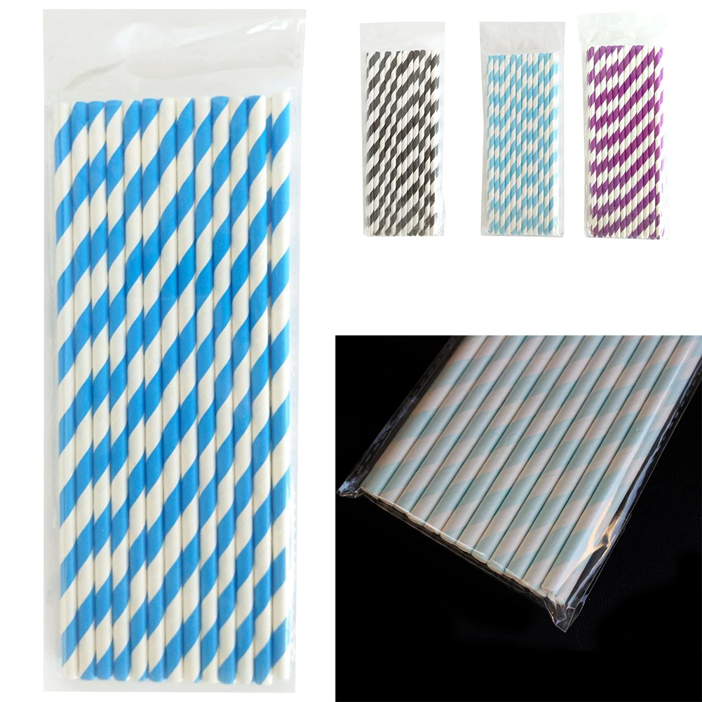 

100pcs Disposable Drinking Paper Straws Party Event Supplies For Birthday Wedding Deco Christmas Party Supplies