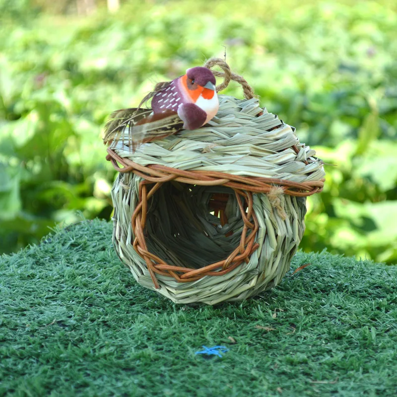 

Grass Woven Bird's Nest Warm and Breathable Weaving Bird's Cage Outdoor Garden Decoration Grass Nest Hanging Nest