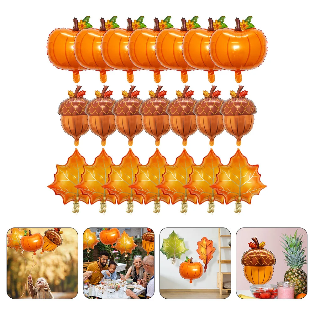 

Balloons Balloon Fall Foil Thanksgiving Pumpkin Decoration Harvest Party Autumn Decor Theme Aluminum Maple Leaf Pine Cone Mylar