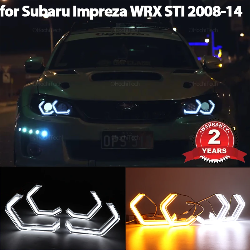 

Car Angel Eyes Rings Led Headlight Daytime Running Light for Subaru Impreza WRX STI 2008-2014 M4 style Turn Signal White Yellow