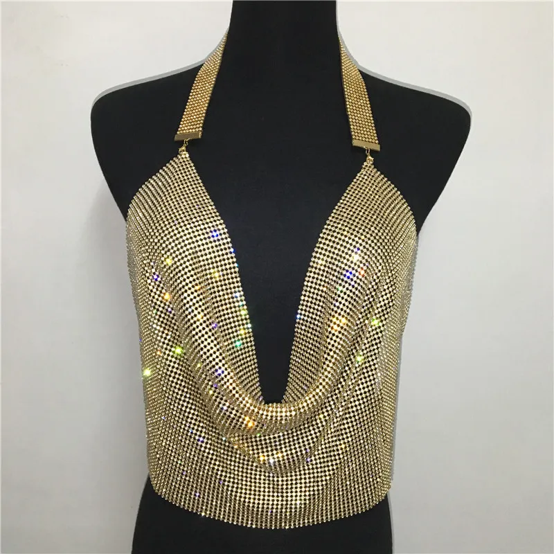 Summer Clothes For Women 2022 Rhinestone Tank Top New Fashion Sexy Outfits Festival Clothing Shiny Body Chain Jewelry Halter |