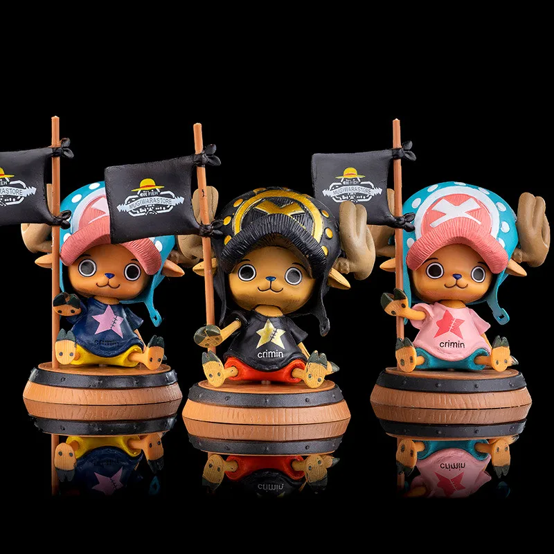 

7cm One Piece Figure Anime Chopper With Flag Action Figurine Doll Model Toys PVC Statue Collection Car Decoration Children Gifts