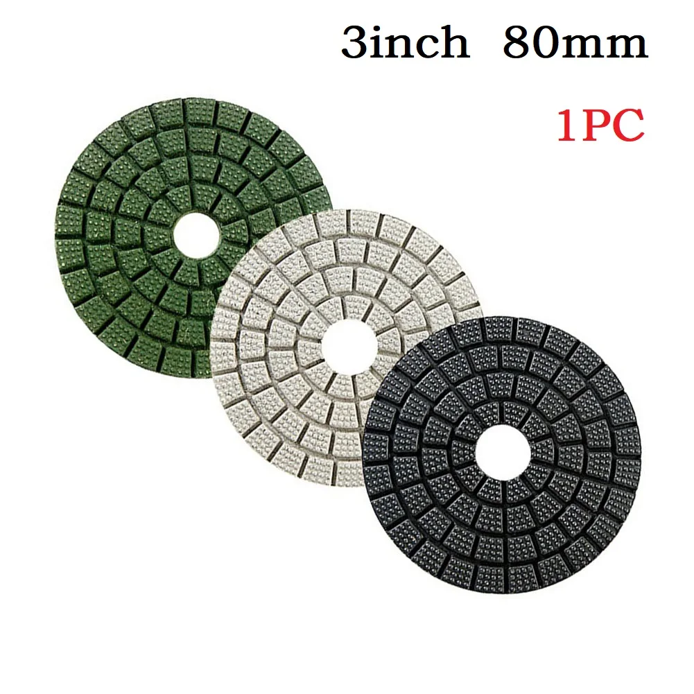 

1pc 3inch 80mm Wet Diamond Polishing Pads Flexible Grinding Discs Diamond Buff Pads For Granite Marble Concrete Stone Grinding