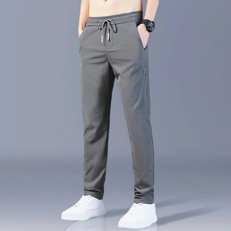 

2023 Men'S Trousers Casual Solid Breathable Slim Straight Pants Male Joggers Thin Quick Dry Sweatpants Sport Pants Hiking Pants